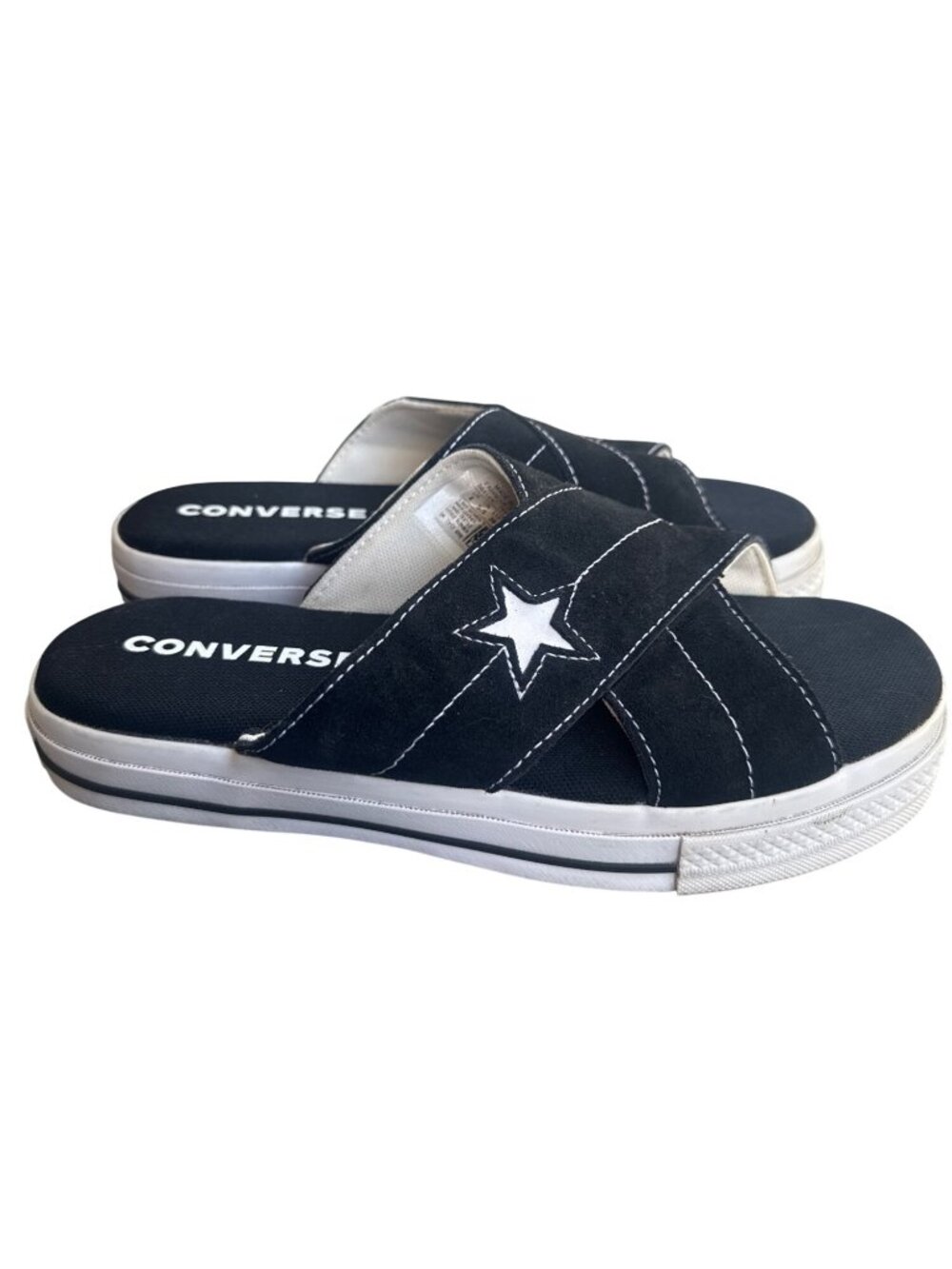 Converse One Star Women's Sandals Suede Slides Black / White 564146C Size US 8